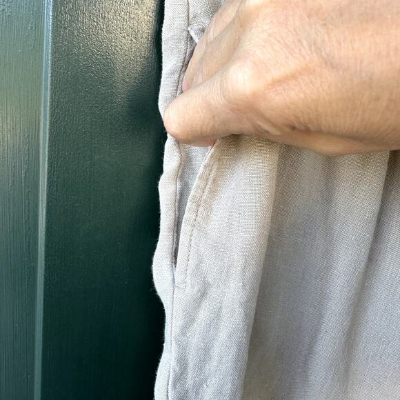 J. Jill Love Linen 100% Linen Beige Cropped Pants Sz M Elastic Waist w Pockets - Picture 3 of 7